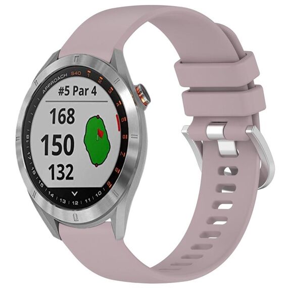 Per cinturino in silicone con fibbia in argento lucido liquido Garmin Approach S40 (viola)