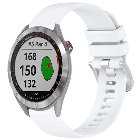 Per cinturino in silicone con fibbia in argento lucido liquido Garmin Approach S40 (bianco)