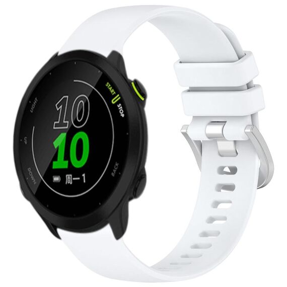 Per cinturino in silicone con fibbia argento lucido liquido Garmin Forerunner 158/55 (bianco)