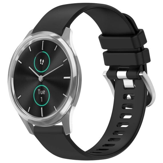 Per cinturino in silicone Garmin VivoMove Luxe / Garminmove Luxe Liquid lucido argento con fibbia (nero)