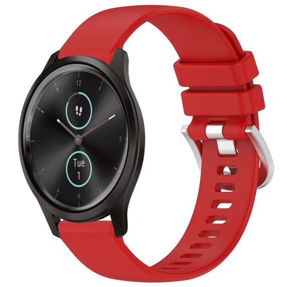 Per cinturino in silicone Garmin VivoMove Style/Vivomove Liquid lucido con fibbia in argento (rosso)