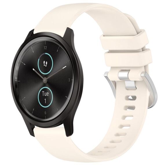 Per cinturino in silicone Garmin VivoMove Style/Vivomove Liquid lucido con fibbia in argento (Starlight)