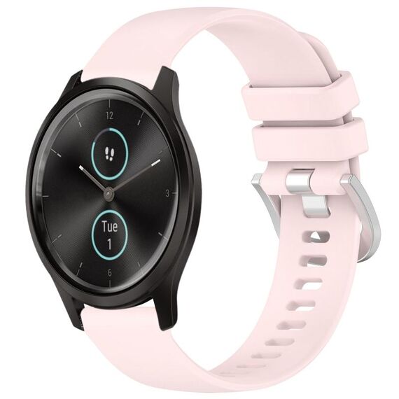 Per cinturino in silicone Garmin VivoMove Style/Vivomove Liquid lucido argento con fibbia (rosa)