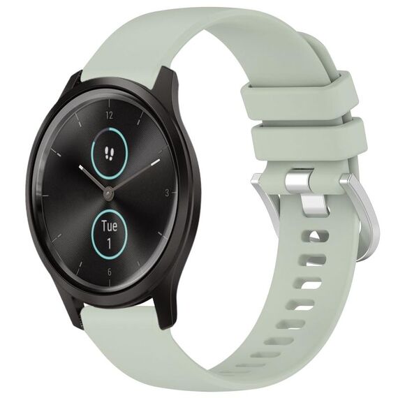 Per cinturino in silicone Garmin VivoMove Style/Vivomove Liquid lucido con fibbia in argento (verde)