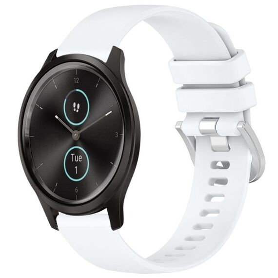 Per cinturino in silicone Garmin VivoMove Style/Vivomove Liquid lucido con fibbia in argento (bianco)
