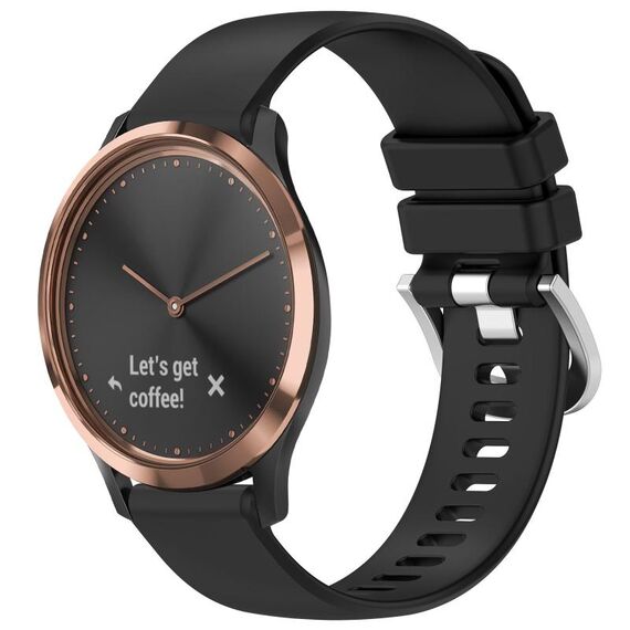 Per cinturino in silicone con fibbia argento lucido Garmin Vivomove HR Sport (nero)