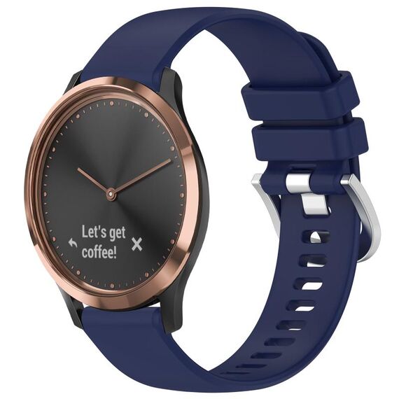 Per cinturino in silicone con fibbia argento lucido Garmin Vivomove HR Sport (blu scuro)