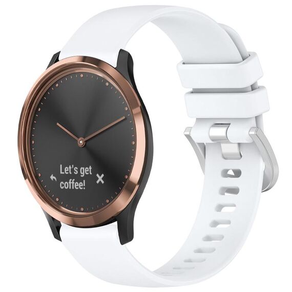 Per cinturino in silicone con fibbia argento lucido Garmin Vivomove HR Sport (bianco)