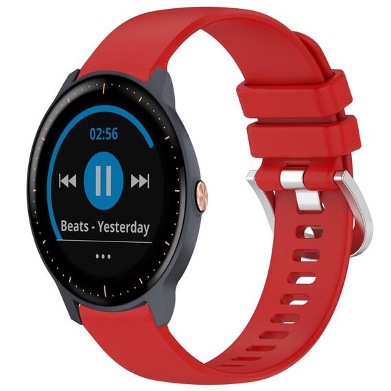 Per cinturino in silicone con fibbia argento lucido liquido Garmin Vivoactive 3/3 Music (rosso)