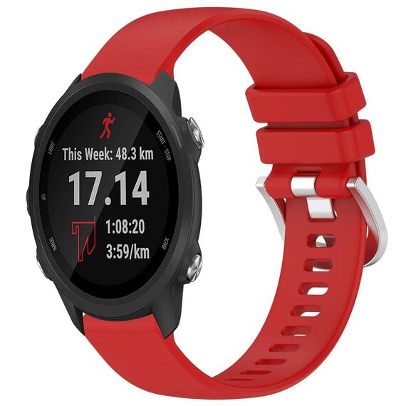 Cinturino per orologio in silicone con fibbia argento lucido per Garmin Forerunner 245/245 Music (rosso)