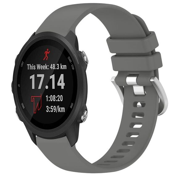 Per cinturino in silicone con fibbia argento lucido per Garmin Forerunner 245/245 Music (grigio)