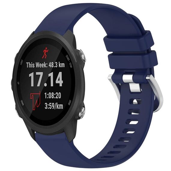 Per Garmin Forerunner 245/245 Music Liquid lucido argento fibbia cinturino in silicone (blu scuro)