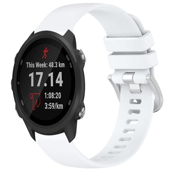 Per cinturino in silicone con fibbia argento lucido per Garmin Forerunner 245/245 Music (bianco)