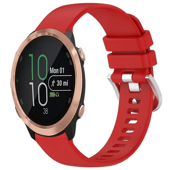 Cinturino per orologio in silicone con fibbia argento lucido per Garmin Forerunner 645/645 Music (rosso)