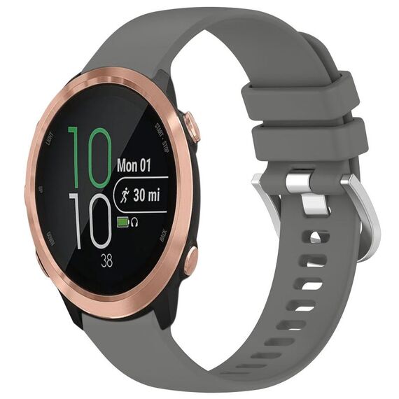Per cinturino in silicone con fibbia argento lucido per Garmin Forerunner 645/645 Music (grigio)