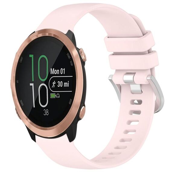 Cinturino per orologio in silicone con fibbia argento lucido per Garmin Forerunner 645/645 Music (rosa)