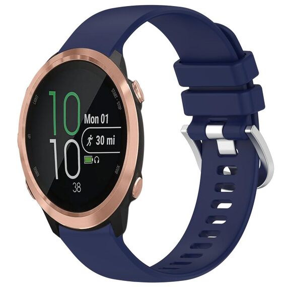 Per Garmin Forerunner 645/645 Music Liquid lucido argento fibbia cinturino in silicone (blu scuro)