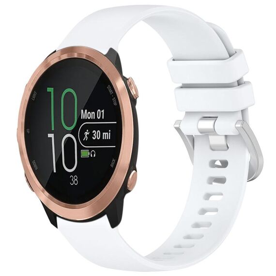Per cinturino in silicone con fibbia argento lucido per Garmin Forerunner 645/645 Music (bianco)