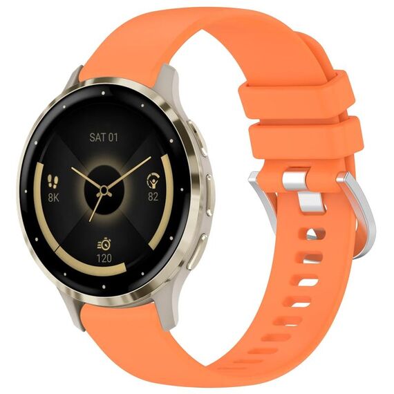 Per cinturino in silicone con fibbia argento lucido liquido Garmin Venu 3S (arancione)