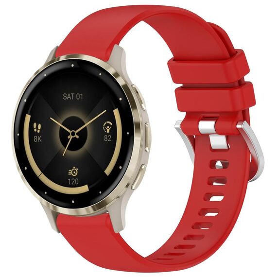 Per cinturino in silicone con fibbia argento lucido Garmin Venu 3S (rosso)