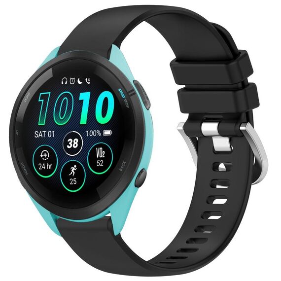 Per cinturino in silicone con fibbia in argento lucido liquido Garmin Forerunner 265S (nero)