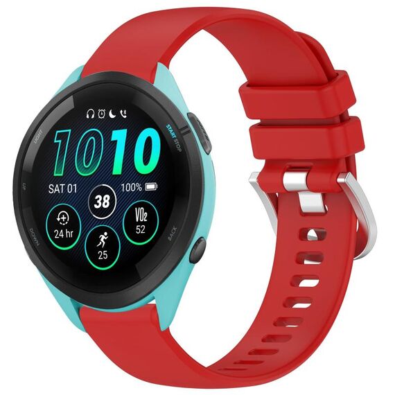 Per cinturino in silicone con fibbia in argento lucido liquido Garmin Forerunner 265S (rosso)