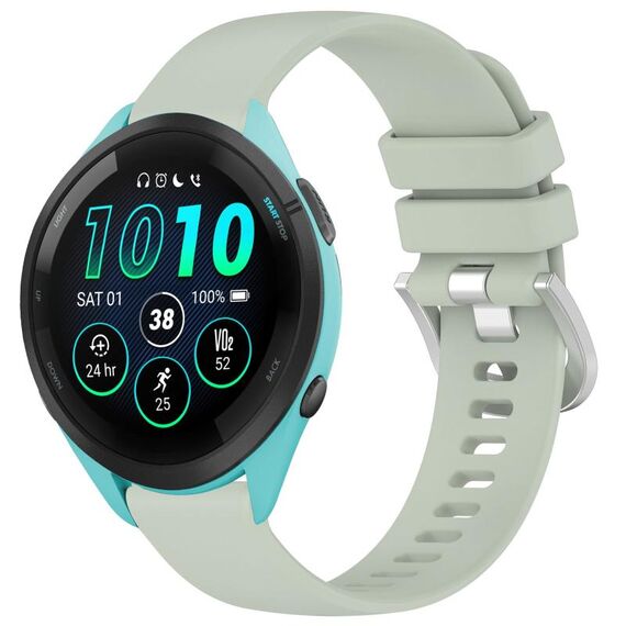 Per cinturino in silicone con fibbia in argento lucido liquido Garmin Forerunner 265S (verde)