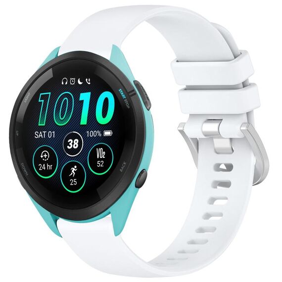 Per cinturino in silicone con fibbia in argento lucido liquido Garmin Forerunner 265S (bianco)