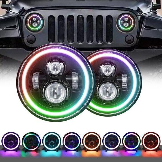 C0090 Faro da 7 pollici colorato per occhio di angelo rotondo per auto