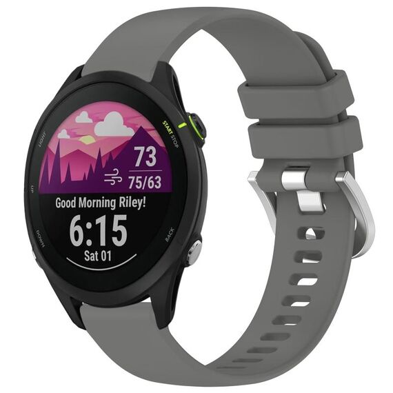 Per cinturino in silicone con fibbia in argento lucido liquido Garmin Forerunner 255S Music / 255S (grigio)