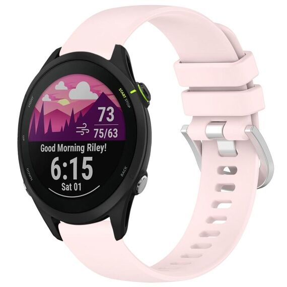 Per cinturino in silicone con fibbia in argento lucido liquido Garmin Forerunner 255S Music / 255S (rosa)