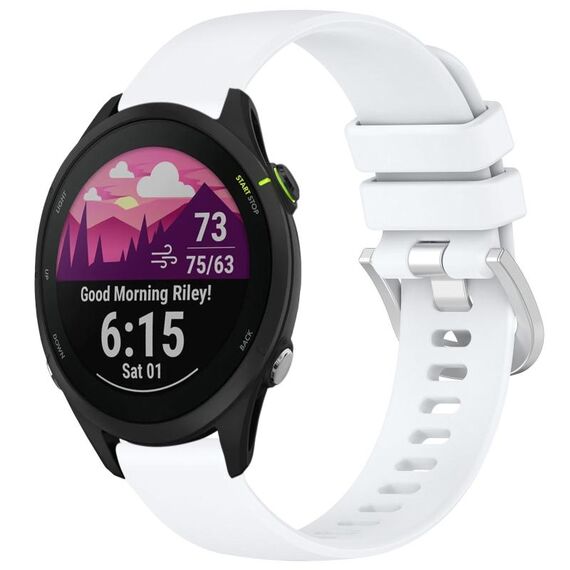 Per cinturino in silicone con fibbia in argento lucido liquido Garmin Forerunner 255S Music / 255S (bianco)
