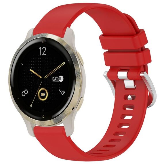 Per cinturino in silicone con fibbia argento lucido Garmin Venu 2S (rosso)