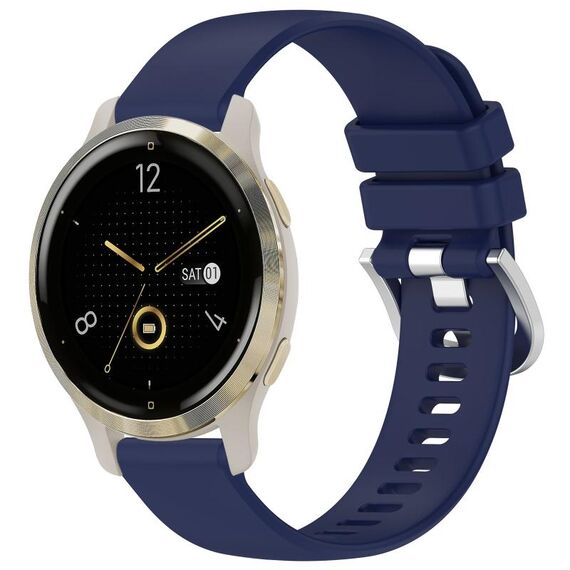 Per cinturino in silicone con fibbia argento lucido Garmin Venu 2S (blu scuro)