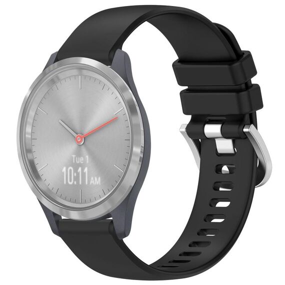 Per cinturino in silicone con fibbia argento lucido liquido Garmin Vivomove 3S (nero)