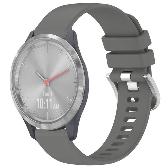 Per cinturino in silicone con fibbia argento lucido Garmin Vivomove 3S (grigio)