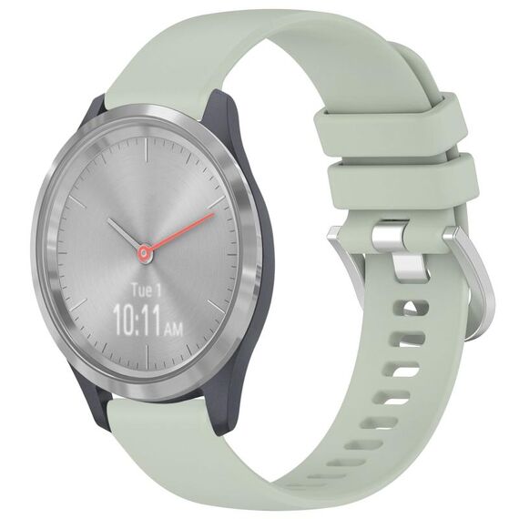 Per cinturino in silicone con fibbia in argento lucido liquido Garmin Vivomove 3S (verde)
