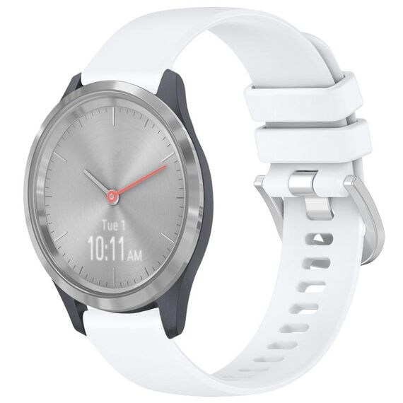 Per cinturino in silicone con fibbia in argento lucido liquido Garmin Vivomove 3S (bianco)
