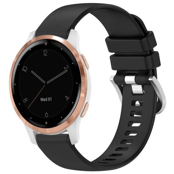 Per cinturino in silicone con fibbia in argento lucido liquido Garmin Vivoactive 4S (nero)