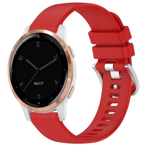 Per cinturino in silicone con fibbia in argento lucido liquido Garmin Vivoactive 4S (rosso)