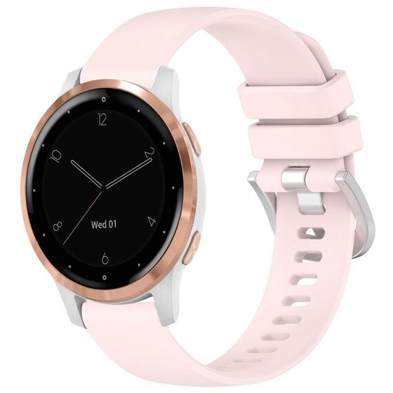 Per cinturino in silicone con fibbia in argento lucido liquido Garmin Vivoactive 4S (rosa)