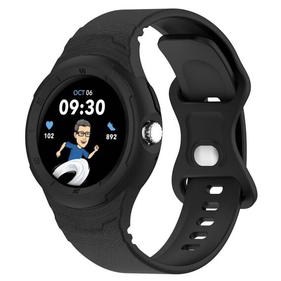 Per cinturino integrato in silicone con texture in pelle per Google Pixel Watch 2 (nero)
