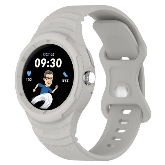 Per Google Pixel Watch 2 Cinturino per orologio integrato in silicone con texture in pelle (grigio)