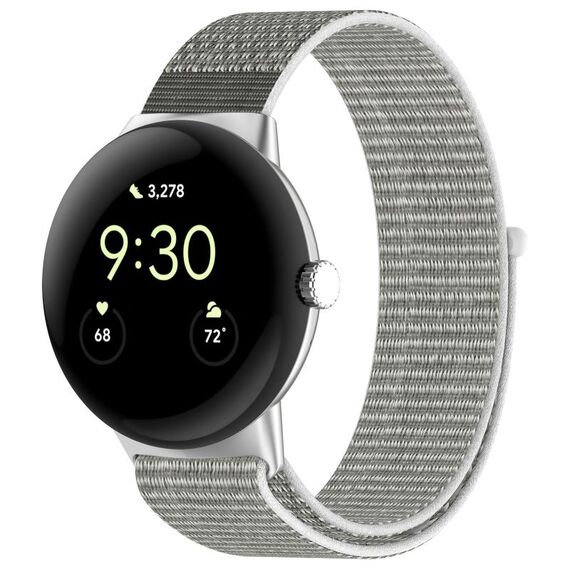 Per cinturino in nylon intrecciato per Google Pixel Watch 2 (grigio bianco)