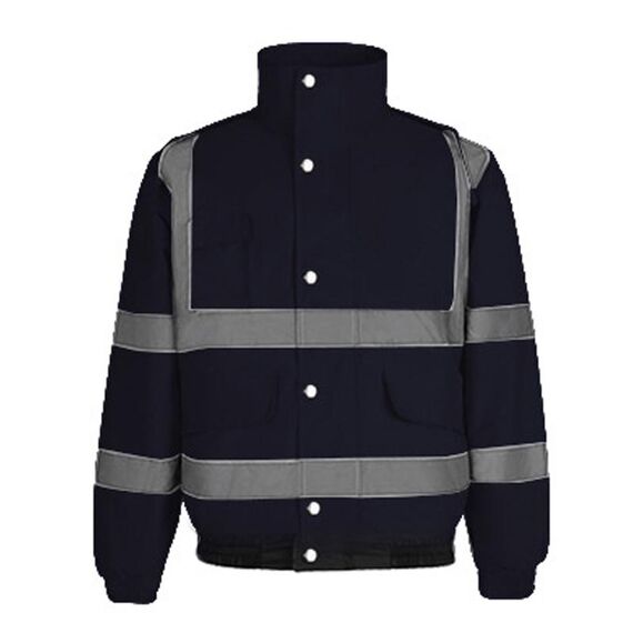 Giacca invernale in cotone riflettente multitasche corta impermeabile calda, taglia: L (blu navy)