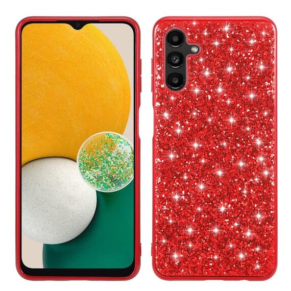 Per Samsung Galaxy S23 FE 5G Custodia in TPU antiurto con polvere glitterata (rossa)