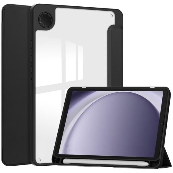 Per Samsung Galaxy Tab A9 Custodia per tablet in pelle acrilica 3 pieghevoli con slot per penna (nero)
