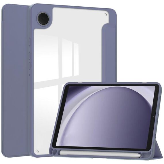 Per Samsung Galaxy Tab A9 Custodia tablet in pelle acrilica 3 pieghevoli con slot per penna (lavanda)