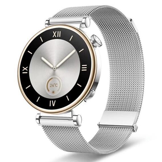 Per Huawei Watch GT 4 41mm Milan Dual Mmagnetic cinturino in maglia di acciaio (argento)