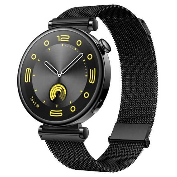 Per Huawei Watch GT 4 41mm Milan Dual Mmagnetic cinturino in maglia di acciaio (nero)